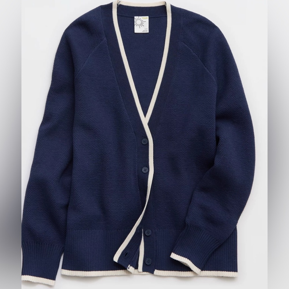 Aerie OFFLINE Navy Tennis Cardigan